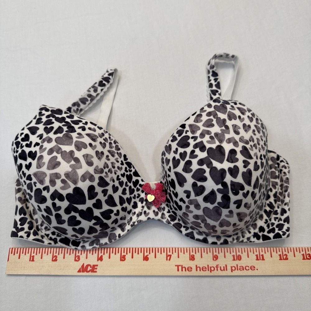 Victorias Secret HEART Leopard Cheetah Print BRA Lined Demi Balconette 36C - Picture 2 of 10